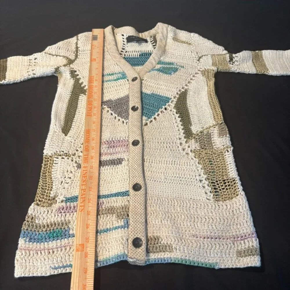 Rag & Bone Hearst Cotton Bamboo Alpaca Blend Crochet Cardigan Sweater SZ XS Boho